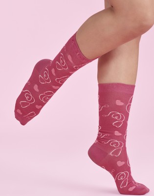Unisex Pink Happy Feet Comfort Socks