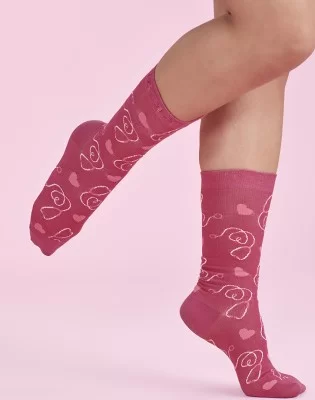 Unisex Pink Happy Feet Comfort Socks