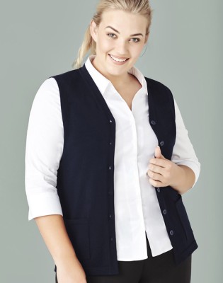 Womens Button Front Knit Vest