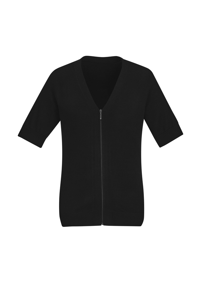 Zip Front Womens Short Sleeve Knit Cardigan