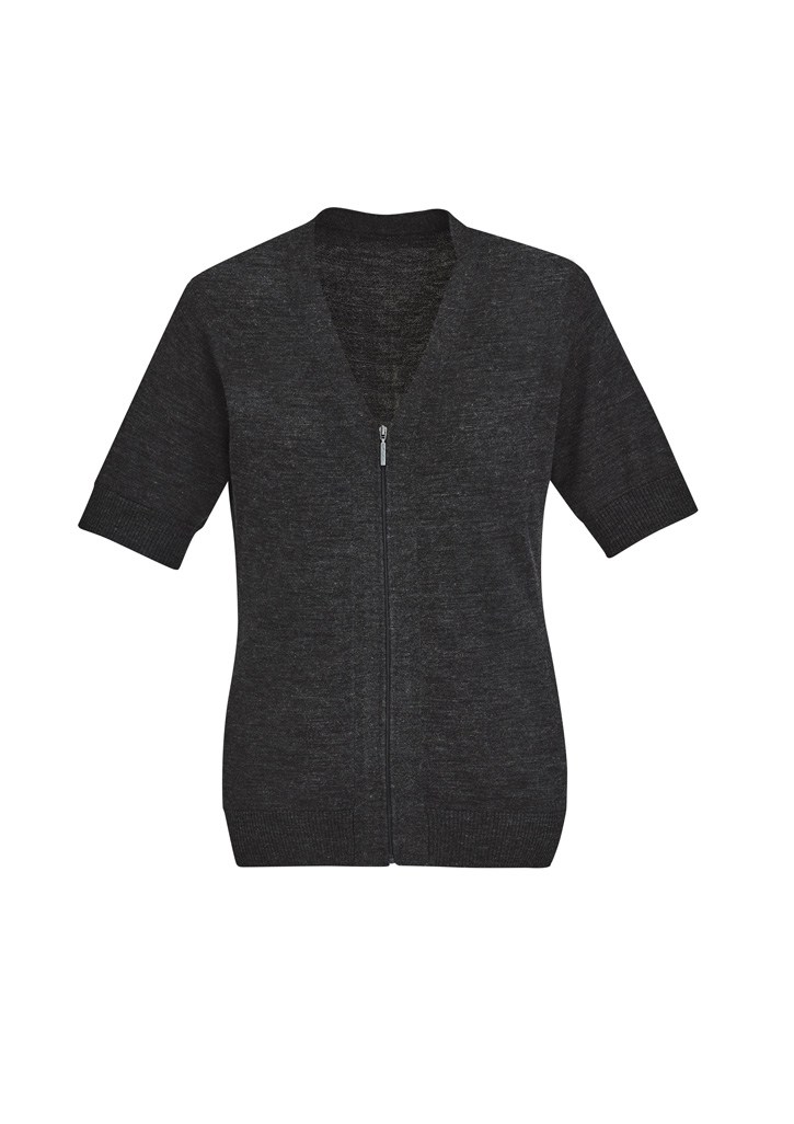 Zip Front Womens Short Sleeve Knit Cardigan