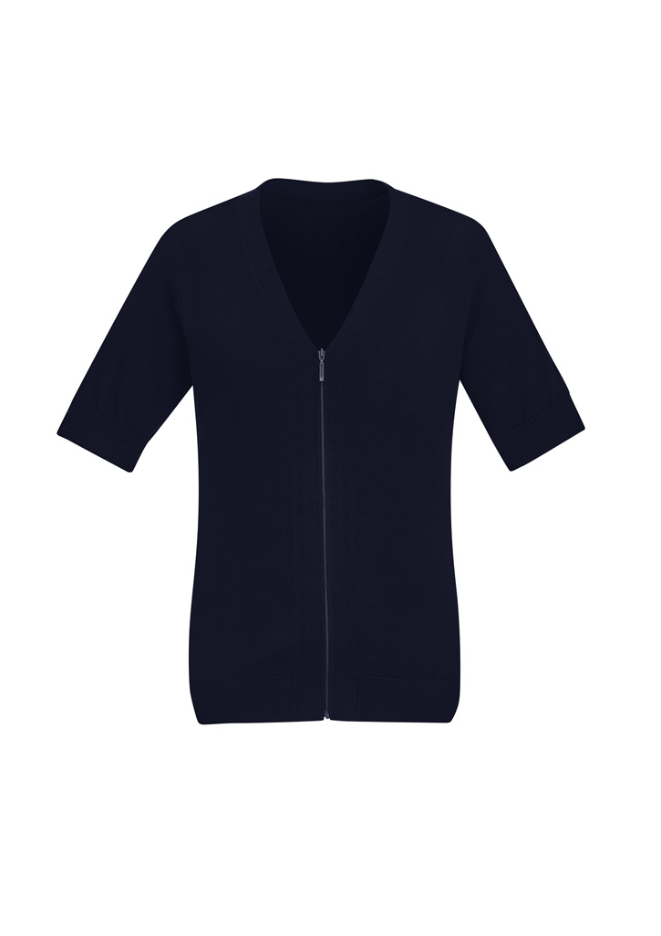 Zip Front Womens Short Sleeve Knit Cardigan