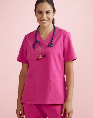 Womens Pink V-Neck Scrub Top
