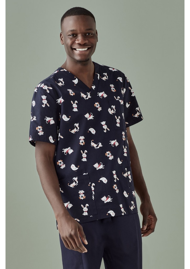 Mens Printed Best Friends Scrub Top
