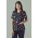 Womens Printed Space Party Scrub Top - Midnight Navy