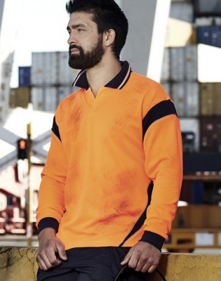 Mens Hi Vis Aztec Long Sleeve Polo
