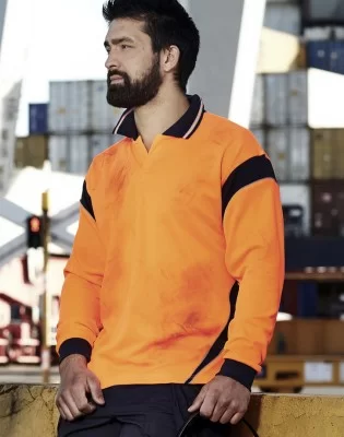 Mens Hi Vis Aztec Long Sleeve Polo