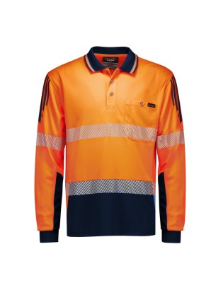 Mens Hi Vis Flux Segmented Tape Long Sleeve Polo