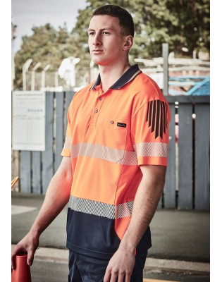 Mens Hi Vis Flux Segmented Tape Short Sleeve Polo