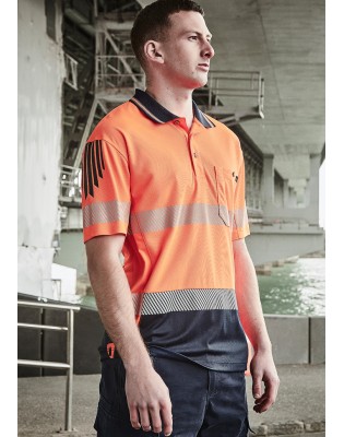 Mens Hi Vis Flux Segmented Tape Short Sleeve Polo