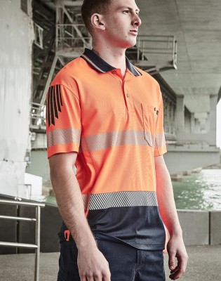 Mens Hi Vis Flux Segmented Tape Short Sleeve Polo