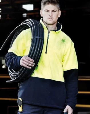Unisex Hi Vis 1/2 Zip Polar Fleece Pullover