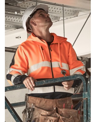 Unisex Hi Vis Full Zip Stretch Taped Hoodie