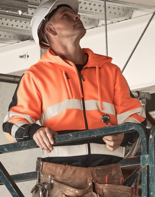 Unisex Hi Vis Full Zip Stretch Taped Hoodie