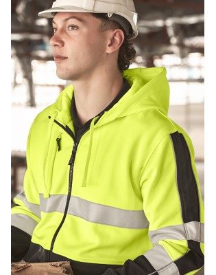 Unisex Hi Vis Full Zip Stretch Taped Hoodie