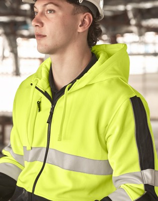 Unisex Hi Vis Full Zip Stretch Taped Hoodie