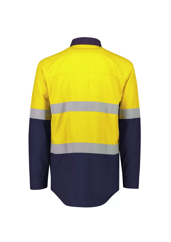 Mens Orange Flame Lightweight Ripstop Spliced Shirt - Hoop Taped