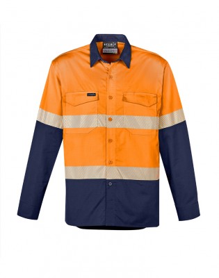 Mens Rugged Cooling Hi Vis Segmented Tape Long Sleeve Shirt