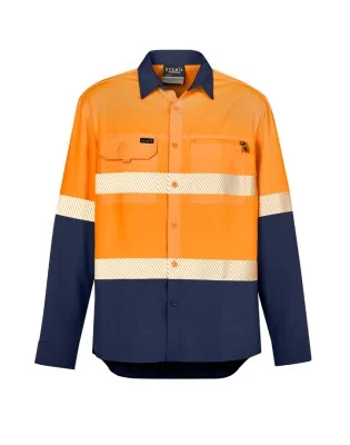 Mens Hi Vis Outdoor Segmented Tape Long Sleeve Shirt