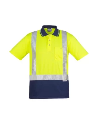 Mens Hi Vis Spliced Short Sleeve Polo - Shoulder Taped