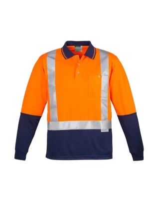 Mens Hi Vis Spliced Long Sleeve Polo - Shoulder Taped