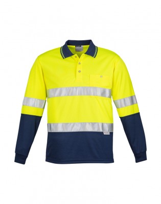 Mens Hi Vis Spliced Long Sleeve Polo - Hoop Taped