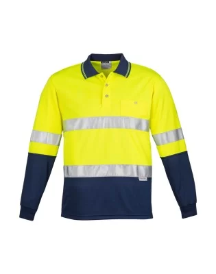Mens Hi Vis Spliced Long Sleeve Polo - Hoop Taped