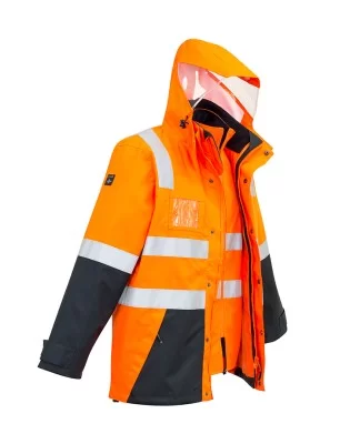 Mens Hi Vis 4 In 1 Waterproof Jacket