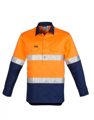Mens Closed Front Long Sleeve Shirt - Hoop Taped