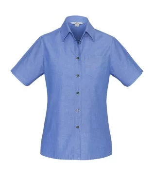 Ladies Wrinkle Free Chambray Short Sleeve Shirt