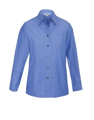 Ladies Wrinkle Free Chambray Long Sleeve Shirt