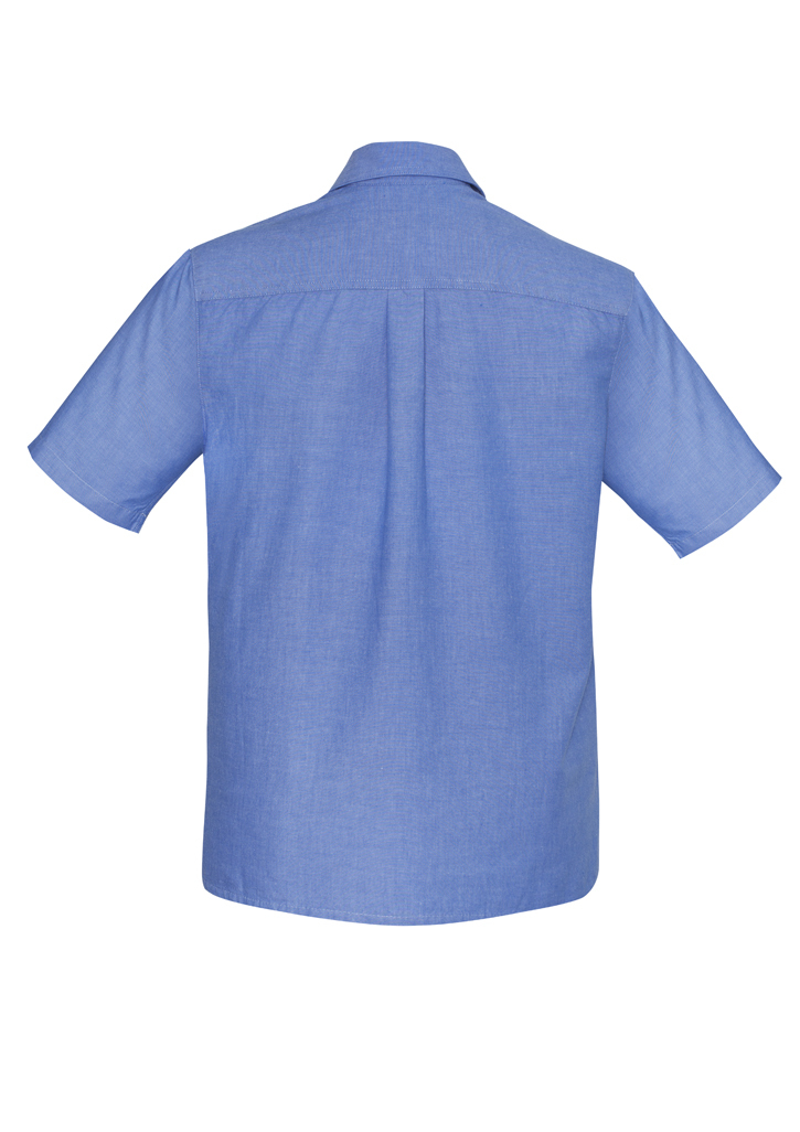Mens Wrinkle Free Chambray Short Sleeve Shirt