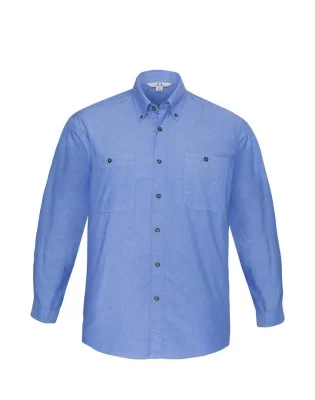 Mens Wrinkle Free Chambray Long Sleeve Shirt