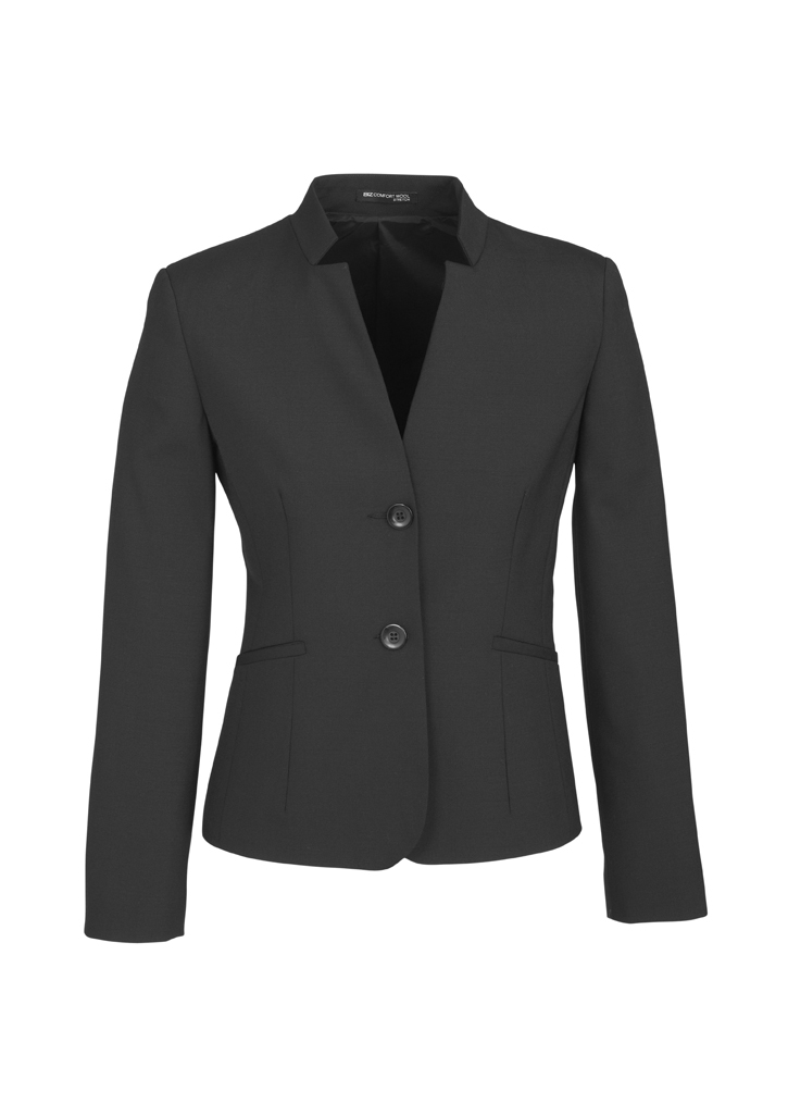 Womens Comfort Wool Stretch Short Jacket with Reverse Lapel Womens Comfort Wool Stretch Short Jacket with Reverse Lapel