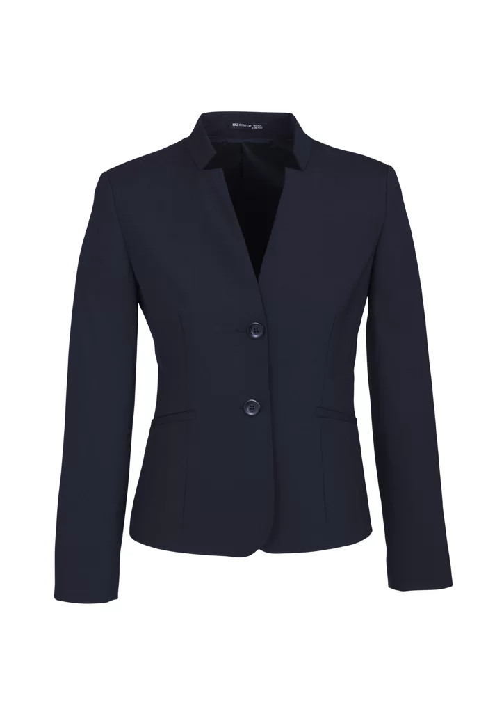 Womens Comfort Wool Stretch Short Jacket with Reverse Lapel Womens Comfort Wool Stretch Short Jacket with Reverse Lapel