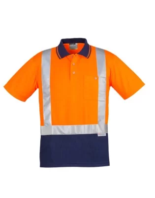 Mens Hi Vis Spliced Short Sleeve Polo - Shoulder Taped