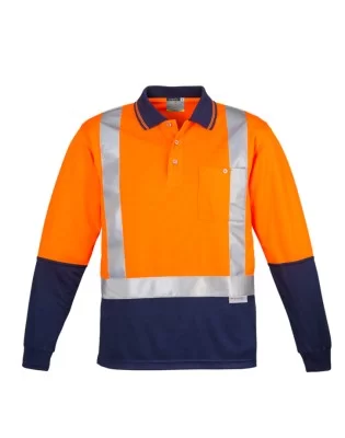 Mens Hi Vis Spliced Long Sleeve Polo - Shoulder Taped
