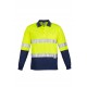 Mens Hi Vis Spliced Long Sleeve Polo - Hoop Taped