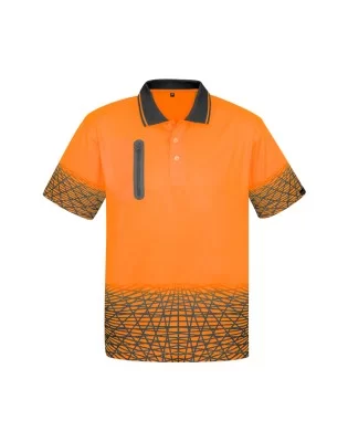 Mens Hi Vis Tracks Short Sleeve Polo