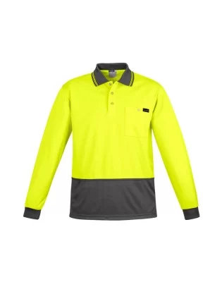 Mens Hi Vis Comfort Back Long Sleeve Polo