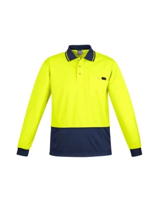 Mens Hi Vis Comfort Back Long Sleeve Polo