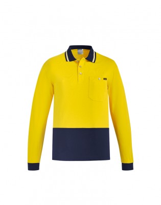 Mens Hi Vis Cotton Long Sleeve Polo
