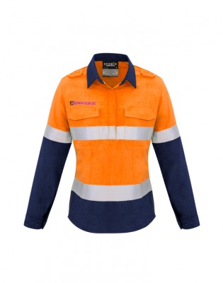 Womens FR Closed Front Hooped Taped Spliced Shirt
