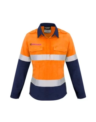 Womens FR Closed Front Hooped Taped Spliced Shirt