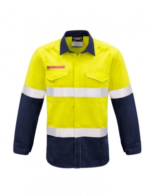 Mens Red Flame Hi Vis Shirt - Hoop Taped