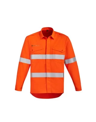 Mens Orange Flame Hi Vis Open Front Shirt - Hoop Taped