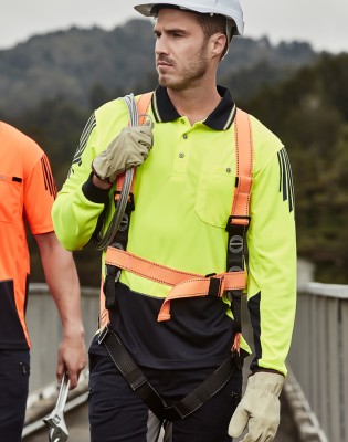Mens Hi Vis Flux Long Sleeve Polo