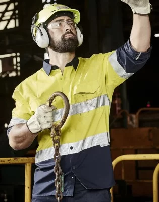 Mens Rugged Cooling Hi Vis Taped Long Sleeve Shirt
