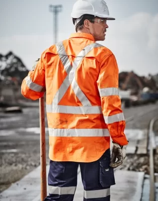 Mens Hi Vis X Back Taped Long Sleeve Shirt