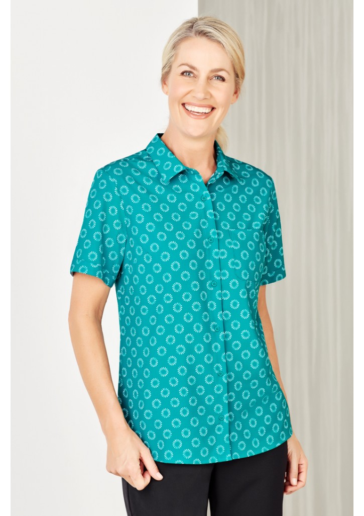 Womens Florence Daisy Print Short Sleeve Shirt